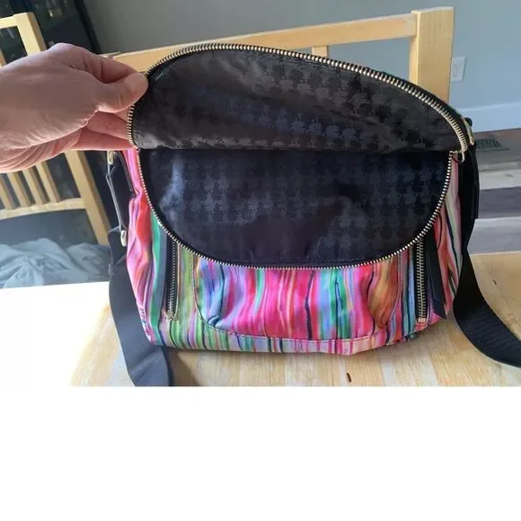 Karl Lagerfeld Paris Crossbody Bag Multi-Color Rainbow Stripes Neon NWOT - Picture 7 of 8